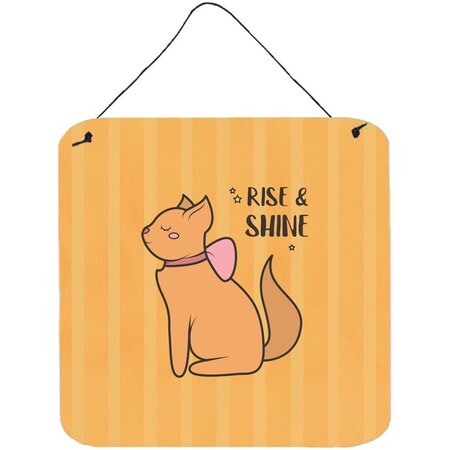Carolines Treasures Nursery Rise & Shine Cat Wall or Door Hanging Prints BB7473DS66